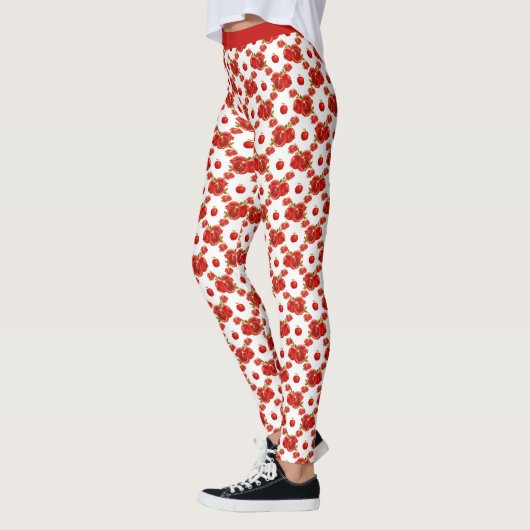 Retro Pomegranate Red Frucht Orchard Muster Leggings (Links)