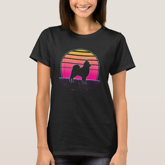 Retro Pomeranian Vaporwave  Dog  Pet Owner T-Shirt (Vorderseite)