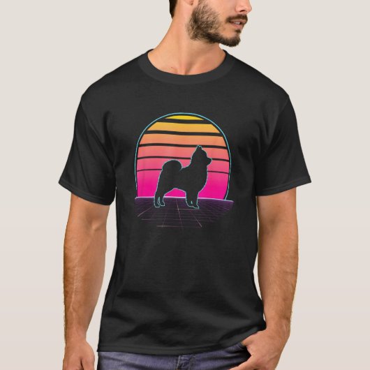 Retro Pomeranian Vaporwave  Dog  Pet Owner T-Shirt (Vorderseite)