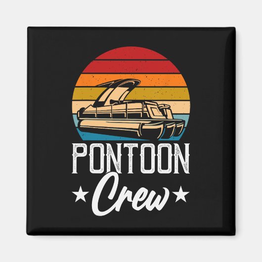 Retro Pontoon Crew Men Funny Boat Bootsmann Magnet (Vorne)