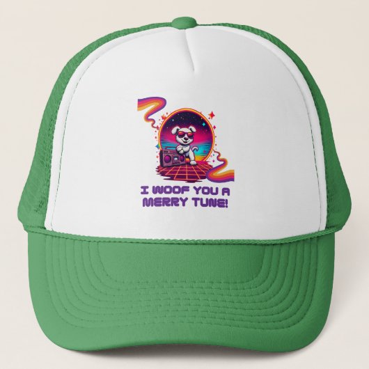 Retro Poochie Dreamscape Truckerkappe (Vorderseite)