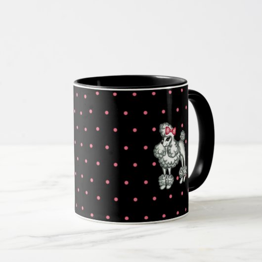 Retro Poodle Coffee Tasse (VorderseiteRechts)