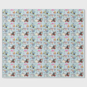 Retro Poodle Collage Geschenkpapier (Flach)