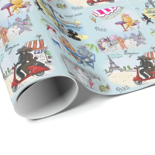 Retro Poodle Collage Geschenkpapier (Rolleneckpunkt)