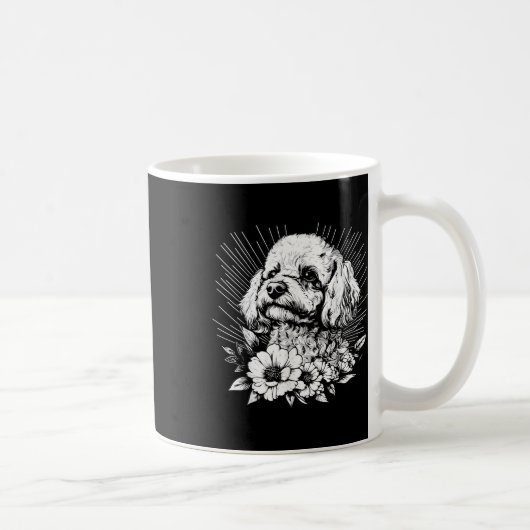 Retro Poodle Dog Lover Tattoo Style Kaffeetasse (Rechts)