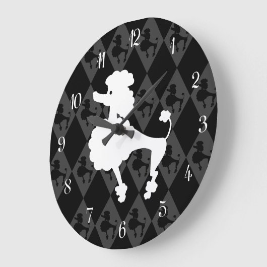 Retro Poodle Große Wanduhr (Winkel)