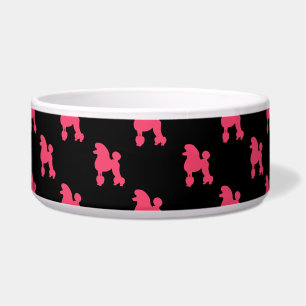 Retro Poodle Muster - Rosa und Schwarz Napf