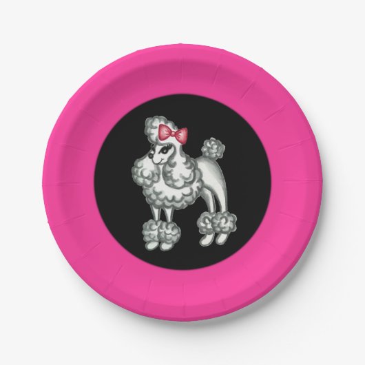 Retro Poodle Party Paper Teller (Vorderseite)
