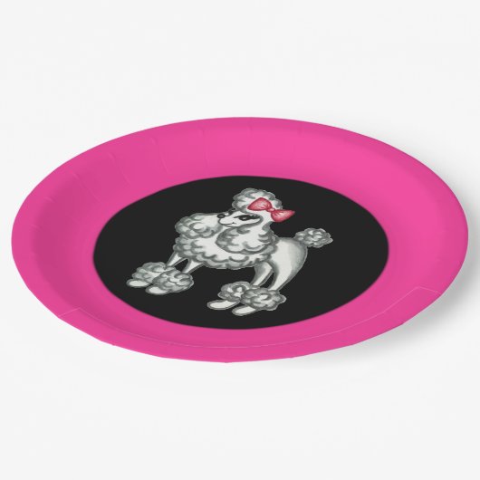 Retro Poodle Party Paper Teller (Schrägansicht)