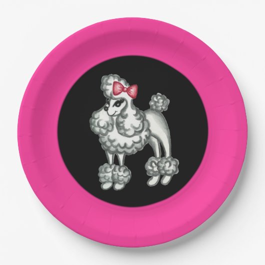 Retro Poodle Party Paper Teller (Vorderseite)