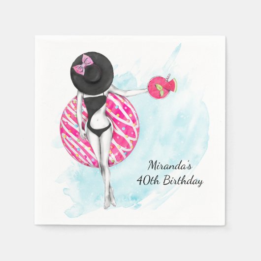 Retro Pool 40. Geburtstag Party Napkins Serviette (Vorderseite)