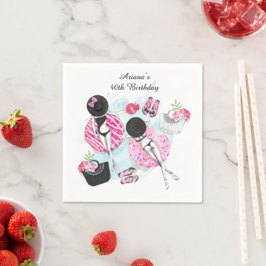 Retro Pool Girls 40. Geburtstag Serviette (Beispiel)