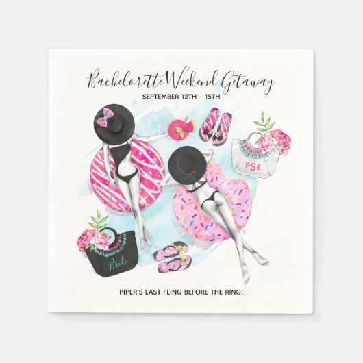 Retro Pool Girls Bachelorette Party Serviette (Vorderseite)