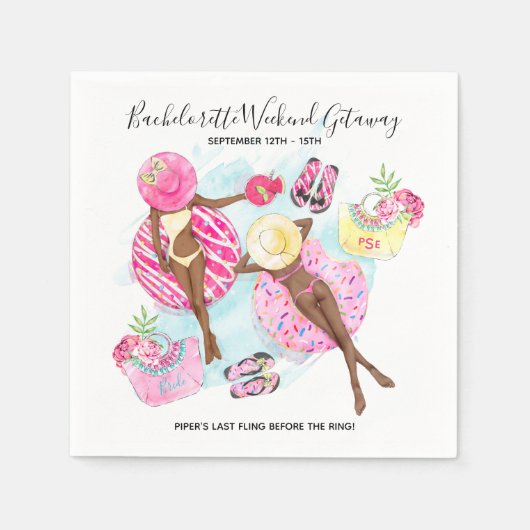 Retro Pool Girls Bachelorette Party Serviette (Vorderseite)