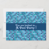 Retro Pool Party Blau Muster Pool Fliesen Einladung (Vorderseite)