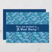 Retro Pool Party Blau Muster Pool Fliesen Einladung (Vorne/Hinten)