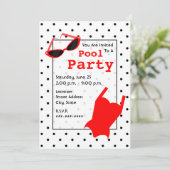 Retro-Pool-Party - Brille auf dem Eye-Katzenauge R Einladung (Stehend Vorderseite)