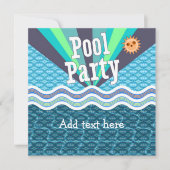 Retro Pool-Party Einladung (Vorderseite)
