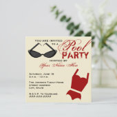 Retro Pool Party Einladung Swimsuit & Sonnenbrille (Stehend Vorderseite)