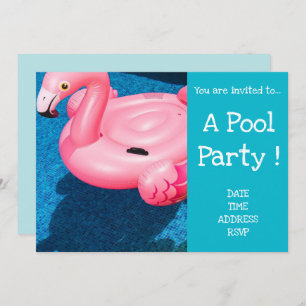 Retro Pool Party Flamingo Poolspielzeug Einladung
