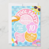 Retro Pool Party Geburtstag Einladung (Vorderseite)