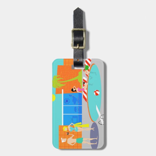 Retro Pool-Party-Gepäck-Umbau Gepäckanhänger (Vorderseite vertikal)
