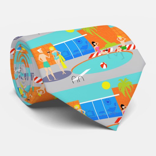 Retro Pool-Party-Krawatte Krawatte (Gerollt)