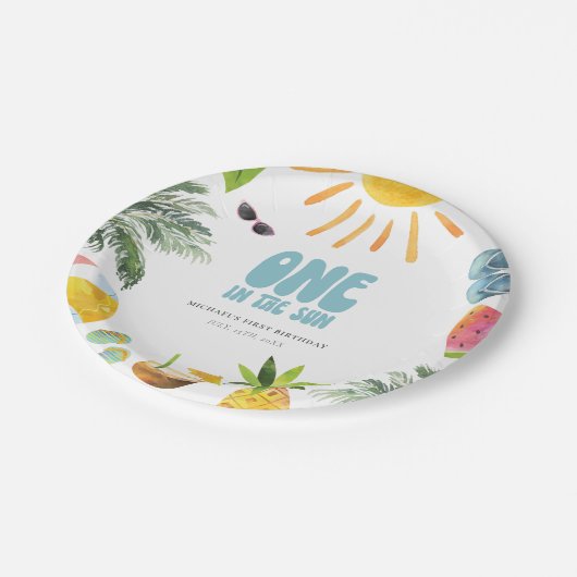 Retro Pool Party Pappteller (Schrägansicht)