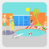 Retro Pool Party Sticker (Vorderseite)