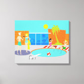 Retro Pool Party Stretched Canvas Print Leinwanddruck (Vorderseite)
