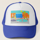 Retro Pool Party Trucker Hat Truckerkappe (Vorderseite)