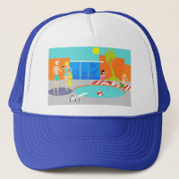 Retro Pool Party Trucker Hat