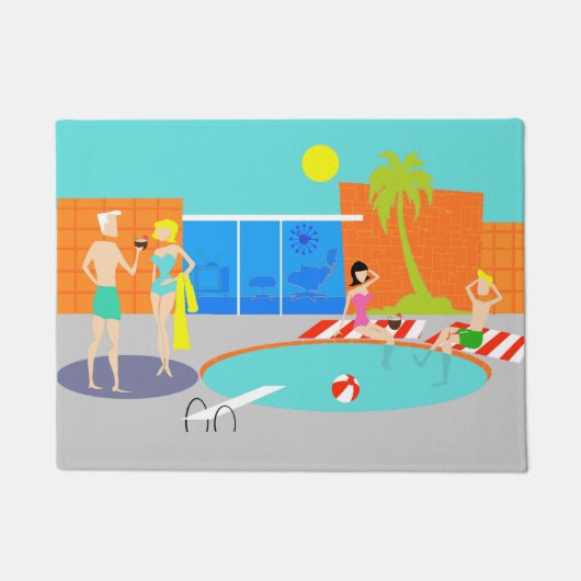 Retro Pool-Party-Tür-Matte Fußmatte (Vorderseite)