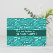 Retro-Pool Party-Wasserwellen Einladung (Stehend Vorderseite)