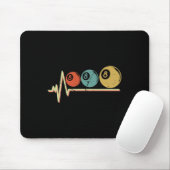 Retro Pool Player Geschenk Billiard Ll Heartbeat Mousepad (Mit Mouse)
