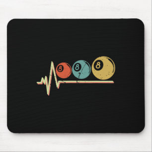 Retro Pool Player Geschenk Billiard Ll Heartbeat Mousepad