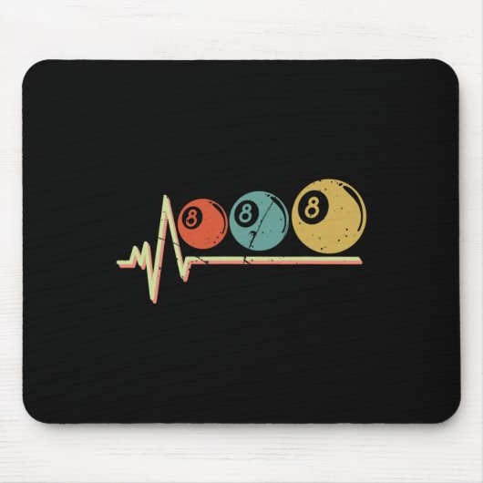 Retro Pool Player Geschenk Billiard Ll Heartbeat Mousepad (Vorne)