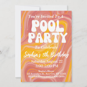 Retro-Poolparty Groovy 70er Hippie 5. Geburtstag  Einladung