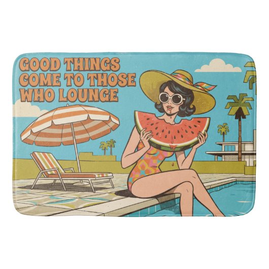 Retro-Poolside-Sommerurlaub-Design Badematte (Vorderseite)