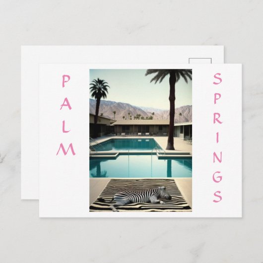 Retro Poolside Zebra Themenurlaub Persönlich gesta Postkarte (Vorne/Hinten)