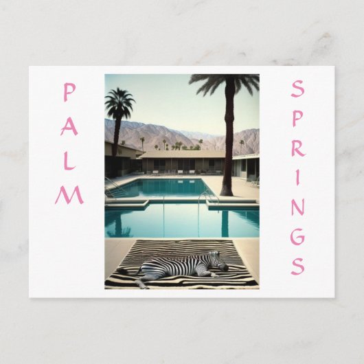 Retro Poolside Zebra Themenurlaub Persönlich gesta Postkarte (Vorderseite)