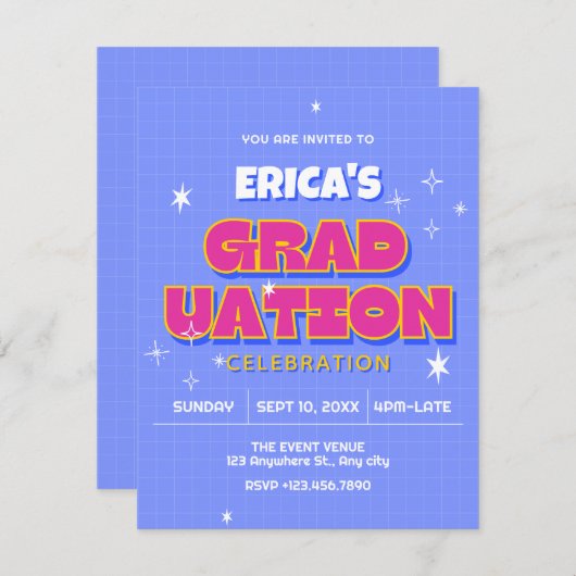 Retro Pop Abschluss Einladung (Vorne/Hinten)