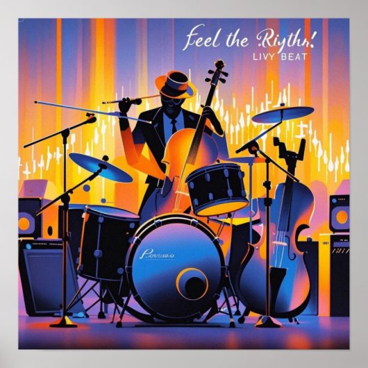 Retro Pop Abstrakte Musikinstrumente dramatisch Poster (Vorne)