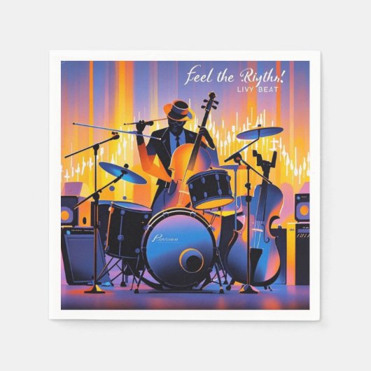 Retro Pop Abstrakte Musikinstrumente dramatisch Serviette (Vorderseite)
