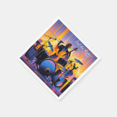 Retro Pop Abstrakte Musikinstrumente dramatisch Serviette (Ecke)