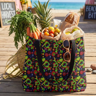 Retro-Pop-Abstraktes-Doodle-Muster in lebendigen F Tasche