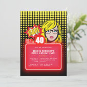 Retro-Pop Art. 40 (oder jedes Alter) Einladung (Stehend Vorderseite)