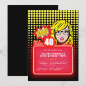 Retro-Pop Art. 40 (oder jedes Alter) Einladung (Vorne/Hinten)