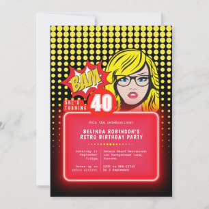 Retro-Pop Art. 40 (oder jedes Alter) Einladung