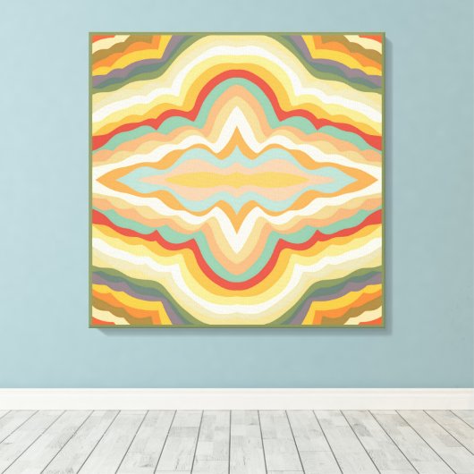 Retro Pop Art Abstract Geometric Wavy Pattern Leinwanddruck (Insitu (Holzboden))
